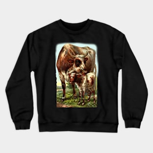 Cow with Calf Vintage Illustration Crewneck Sweatshirt